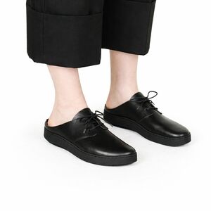 Trippen Nami f black leather mule in soft black leather Minimalist artisan shoes